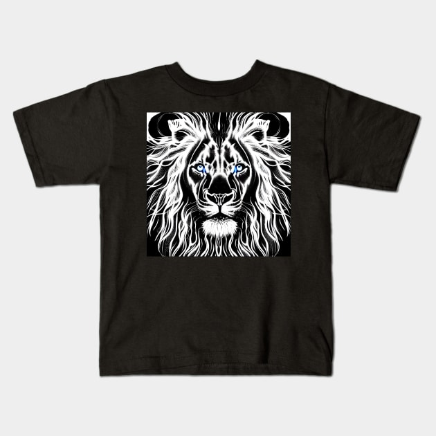 BLACK AND WHITE LION GOD Kids T-Shirt by ALLTHINGSMINv